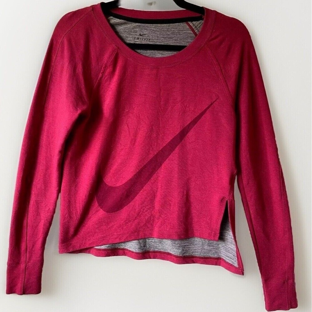 Nike Dri-FIT Training Top Women Small Pink Long Sleeve Swoosh Activewear